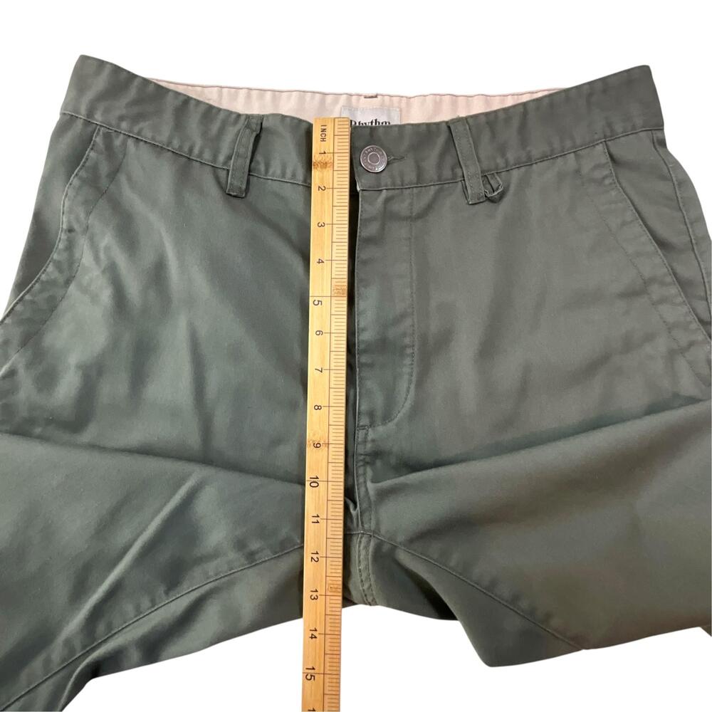 Rhythm Pants Mens 34x31 Green Chino Straight Leg Rhythm Customs Casual Pockets - Picture 11 of 13